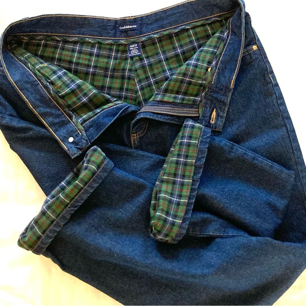 Spring Sale🌼 Croft & Barrow flannel lined jeans unisex 36 x 32 straight leg